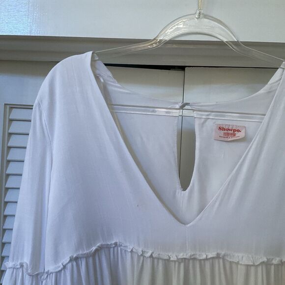 Showpo Summer Soul Dress White Ruffled Bottom Lightweight, Size 8 - Picture 8 of 16